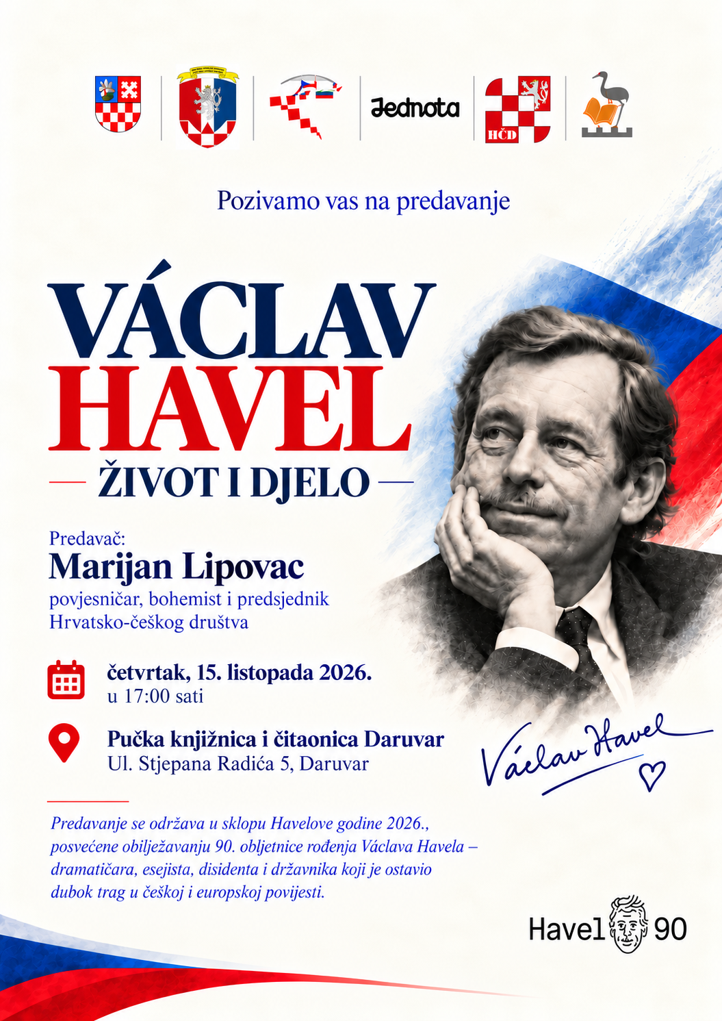 Poziv na predavanje o Václavu Havelu 
